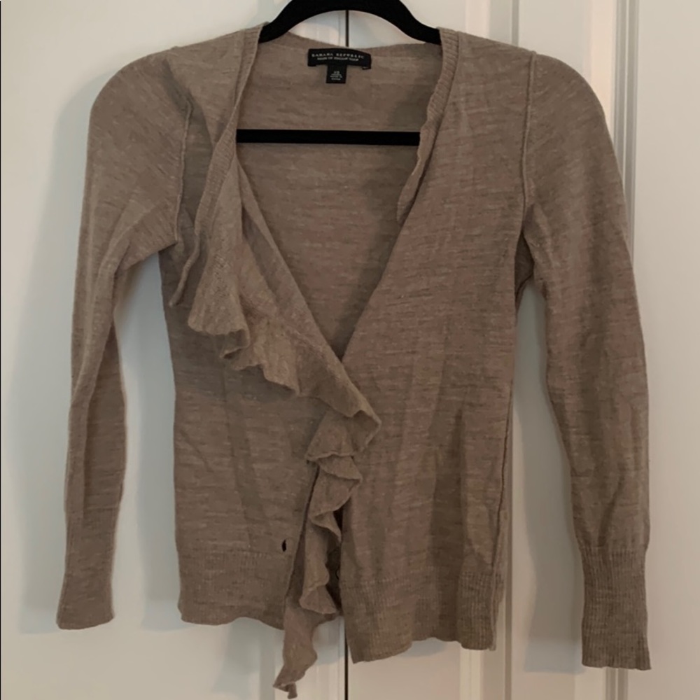 Banana Republic Tan Ruffle Cardigan